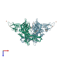 PDB entry 4jn4 coloured by chain, top view.
