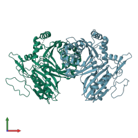 PDB entry 4jn5 coloured by chain, front view.