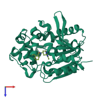 PDB entry 4jnc coloured by chain, top view.