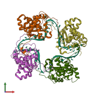 PDB entry 4jng coloured by chain, front view.