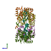 PDB entry 4jng coloured by chain, side view.