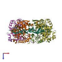 PDB entry 4jng coloured by chain, top view.