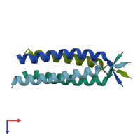 PDB entry 4jnv coloured by chain, top view.