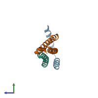 PDB entry 4jo9 coloured by chain, side view.