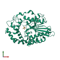 PDB entry 4job coloured by chain, front view.