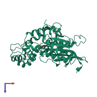 PDB entry 4jod coloured by chain, top view.