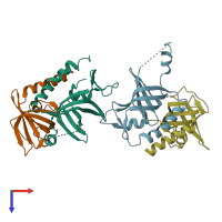 PDB entry 4joi coloured by chain, top view.