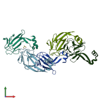 PDB entry 4jon coloured by chain, front view.