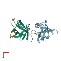 PDB entry 4jor coloured by chain, top view.