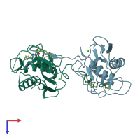 PDB entry 4jp4 coloured by chain, top view.