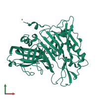 PDB entry 4jp9 coloured by chain, front view.