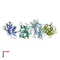 PDB entry 4jpj coloured by chain, top view.