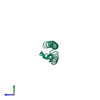 PDB entry 4jpr coloured by chain, side view.