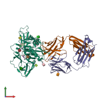 PDB entry 4jpv coloured by chain, front view.