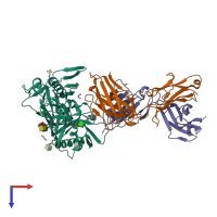 PDB entry 4jpv coloured by chain, top view.