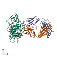 PDB entry 4jpw coloured by chain, front view.
