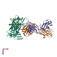 PDB entry 4jpw coloured by chain, top view.