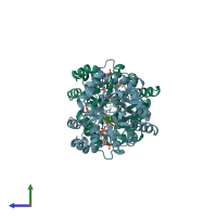 PDB entry 4jq1 coloured by chain, side view.