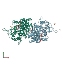 PDB entry 4jq2 coloured by chain, front view.