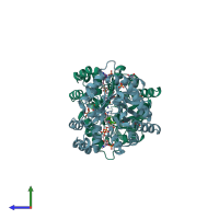 PDB entry 4jq3 coloured by chain, side view.