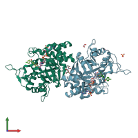 PDB entry 4jq4 coloured by chain, front view.