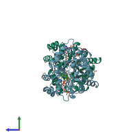PDB entry 4jq4 coloured by chain, side view.