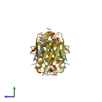 PDB entry 4jqg coloured by chain, side view.