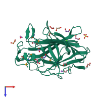 PDB entry 4jqr coloured by chain, top view.