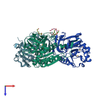 PDB entry 4jqs coloured by chain, top view.