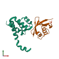 PDB entry 4jqw coloured by chain, front view.