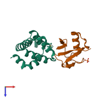 PDB entry 4jqw coloured by chain, top view.