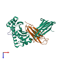 PDB entry 4jqx coloured by chain, top view.