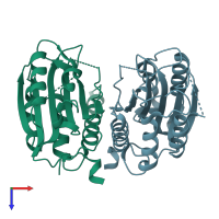 PDB 4jqy coloured by chain and viewed from the top.