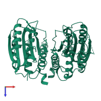 Caspase-3 subunit p17 in PDB entry 4jqy, assembly 1, top view.