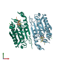PDB entry 4jr0 coloured by chain, front view.