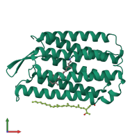 PDB entry 4jr8 coloured by chain, front view.