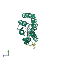 PDB entry 4jr8 coloured by chain, side view.