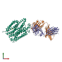 PDB entry 4jr9 coloured by chain, front view.