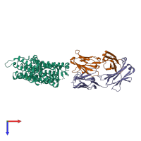 PDB entry 4jr9 coloured by chain, top view.