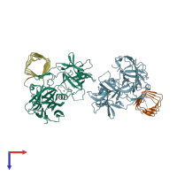 PDB entry 4jra coloured by chain, top view.