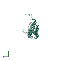 PDB entry 4jrz coloured by chain, side view.