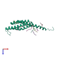 PDB entry 4jrz coloured by chain, top view.