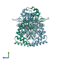 PDB entry 4jsi coloured by chain, side view.