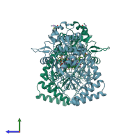 PDB entry 4jsk coloured by chain, side view.