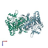 PDB entry 4jsk coloured by chain, top view.