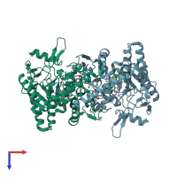 PDB entry 4jsl coloured by chain, top view.