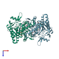 PDB entry 4jsm coloured by chain, top view.