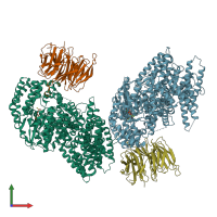 PDB entry 4jsp coloured by chain, front view.