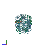 PDB entry 4jst coloured by chain, side view.