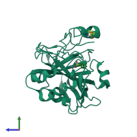 PDB entry 4jsz coloured by chain, side view.